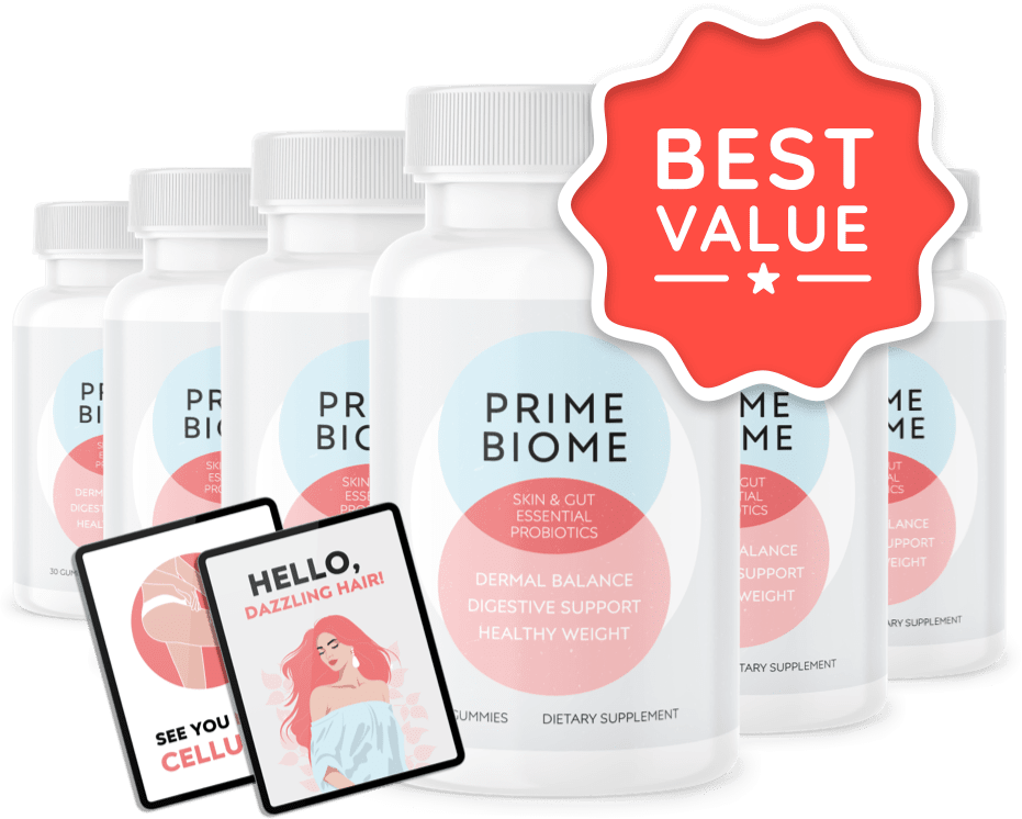 PrimeBiome 6 Bottles with 2 digital bonuses and banner