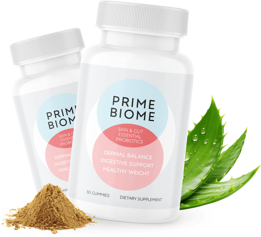 PrimeBiome 2 bottles with power mix and leaf petals
